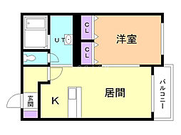 シャンノール医大前 1LDKの間取図画像