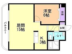 グランデ緑町 1LDKの間取図画像