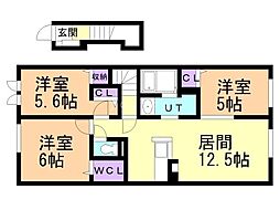 ロロノアツー 3LDKの間取図画像