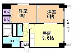 ディアー1条 2LDKの間取図画像