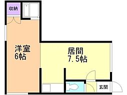 サンタ・クルス 1DKの間取図画像