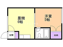 神居7・16ハイツ 1DKの間取図画像