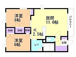 サイレンスコート2 2LDKの間取図画像