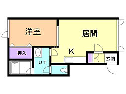ハイエスト6条 1DKの間取図画像