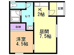 ルクシマンション 1LDKの間取図画像