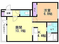アルグレース北彩都 1LDKの間取図画像