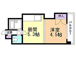 エンドレス519 1DKの間取図画像