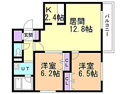 ベルオーブdoux 2LDKの間取図画像