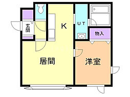 グレース近文.B 1LDKの間取図画像