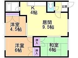 クリーンハイツ白雲 3LDKの間取図画像