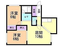 ベルフラワーA 2LDKの間取図画像