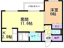 ベルオーブdoux 1LDKの間取図画像