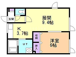 ルーブル 1LDKの間取図画像