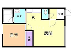 ニューポート 1LDKの間取図画像