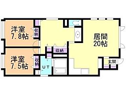 カサブランカ2 2LDKの間取図画像