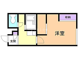 レオパレスシャローム 1Kの間取図画像