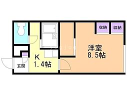 レオパレスドリームステージ2 1Kの間取図画像