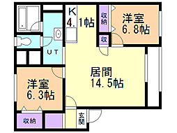 グランデ20 2LDKの間取図画像