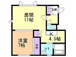 グランビュー本町 1LDKの間取図画像