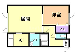 アンムート豊岡 1LDKの間取図画像