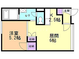 ジョビアル 1LDKの間取図画像