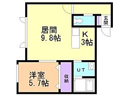 ピアコート・シャンテ 1LDKの間取図画像