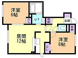 ジャルディーノ・ヴェルデ 2LDKの間取図画像