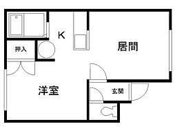 ファミール旭町 1DKの間取図画像