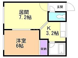 第2大橋マンション 1LDKの間取図画像