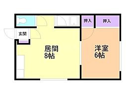 シャルマンサンユー 1LDKの間取図画像