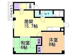 ハイツガーベラB館 2LDKの間取図画像