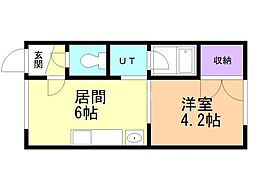 パレススカイプラザ 1DKの間取図画像