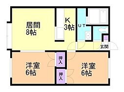 CRANEHILL 2LDKの間取図画像