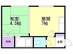 サンライズ曙 1DKの間取図画像