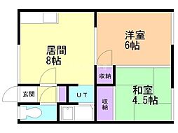 イズミハイツ 2DKの間取図画像
