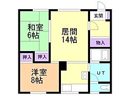 TONDEN 2LDKの間取図画像