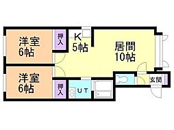 フローラル一番館 2LDKの間取図画像