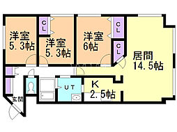 オークヒルズ2・6 3LDKの間取図画像