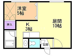 サンセットN1.14B 1LDKの間取図画像