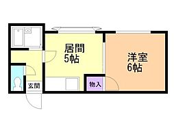 ボナール川端 1DKの間取図画像