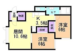 ベラーノB 2LDKの間取図画像