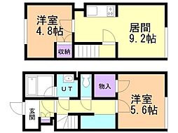 レオネクスト立岩 2DKの間取図画像