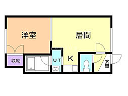 ヴィラージュサントレ 1DKの間取図画像