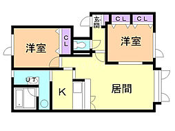 ポーチュラカF 2LDKの間取図画像