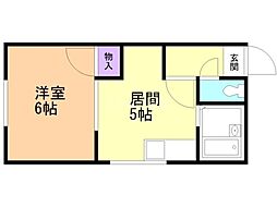 ボナール川端 1DKの間取図画像