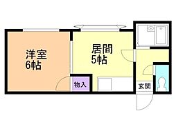 ボナール川端 1DKの間取図画像