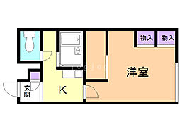 レオパレス忠和 1Kの間取図画像