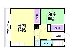 7・16コーポ 1LDKの間取図画像