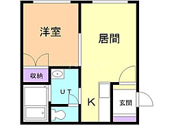 イーストリッチ65 1DKの間取図画像