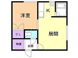 シャネル 1LDKの間取図画像
